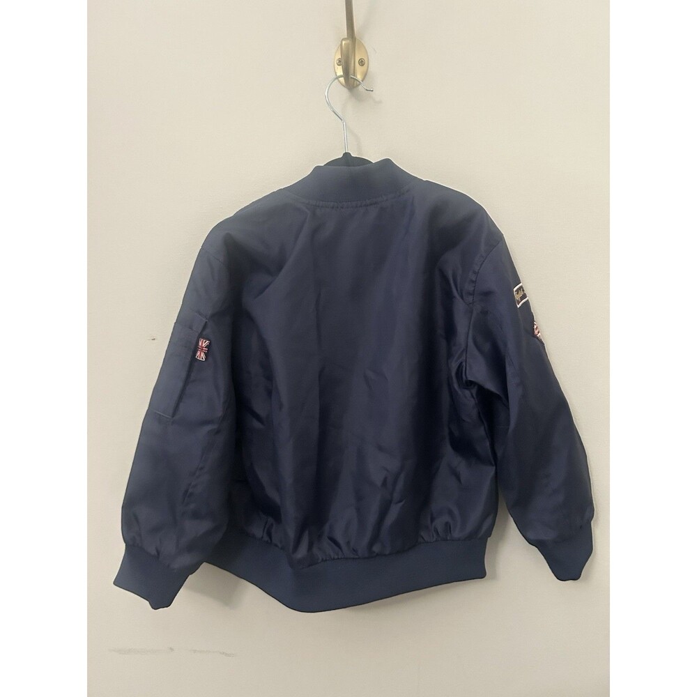 English Laundry Size 5 Kids Boys Pilot Bomber Jacket Windbreaker Navy  Patches - Picture 2 of 10